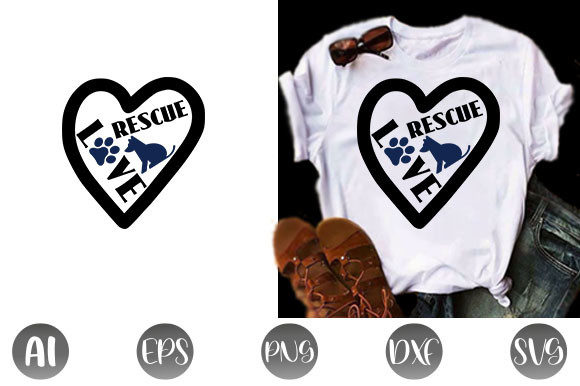 Dog Quote Design, Rescue Love: A Heartfelt Embroidery Asset